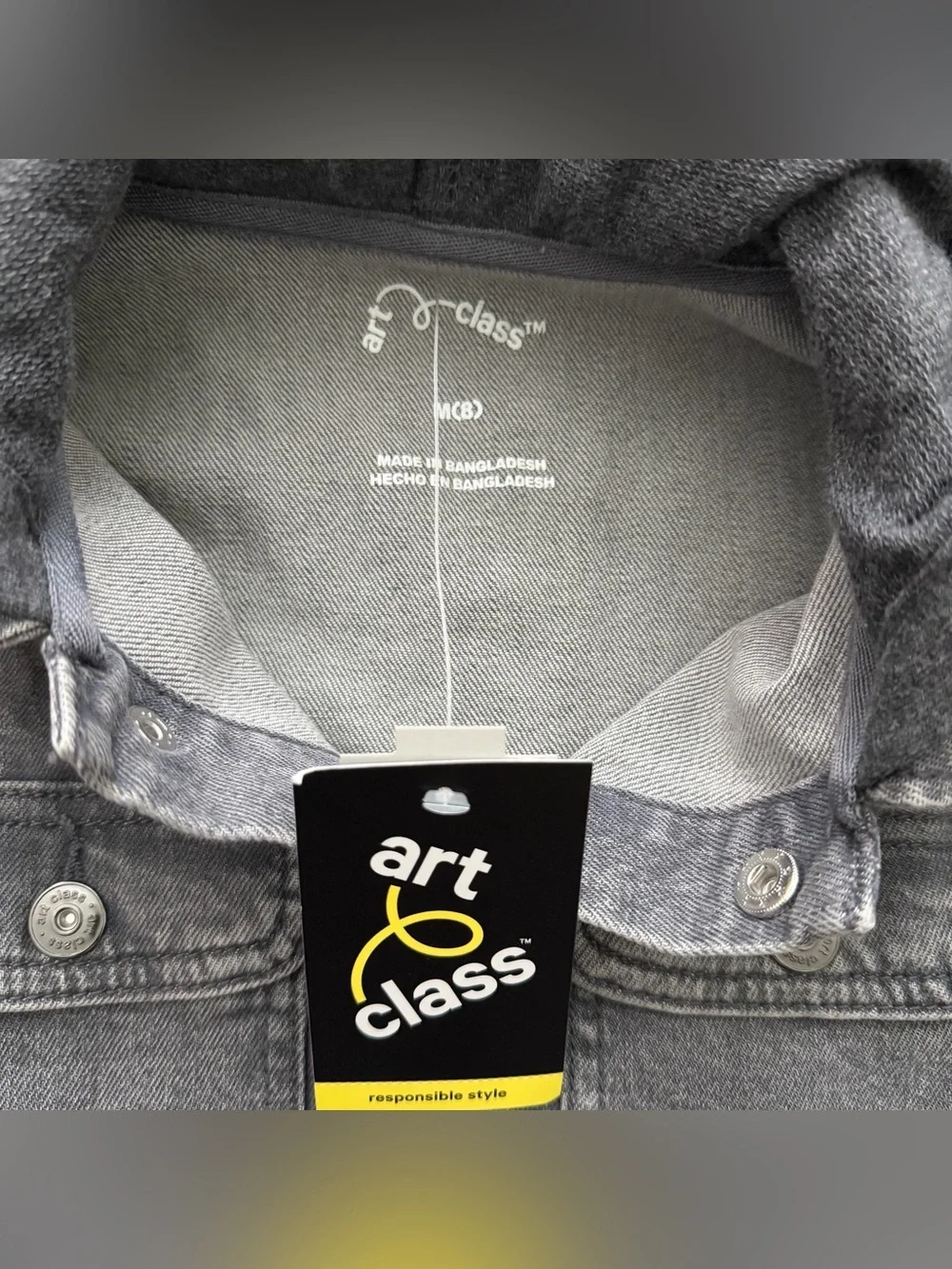 art class Gray Hooded Denim Jacket Size M (8)